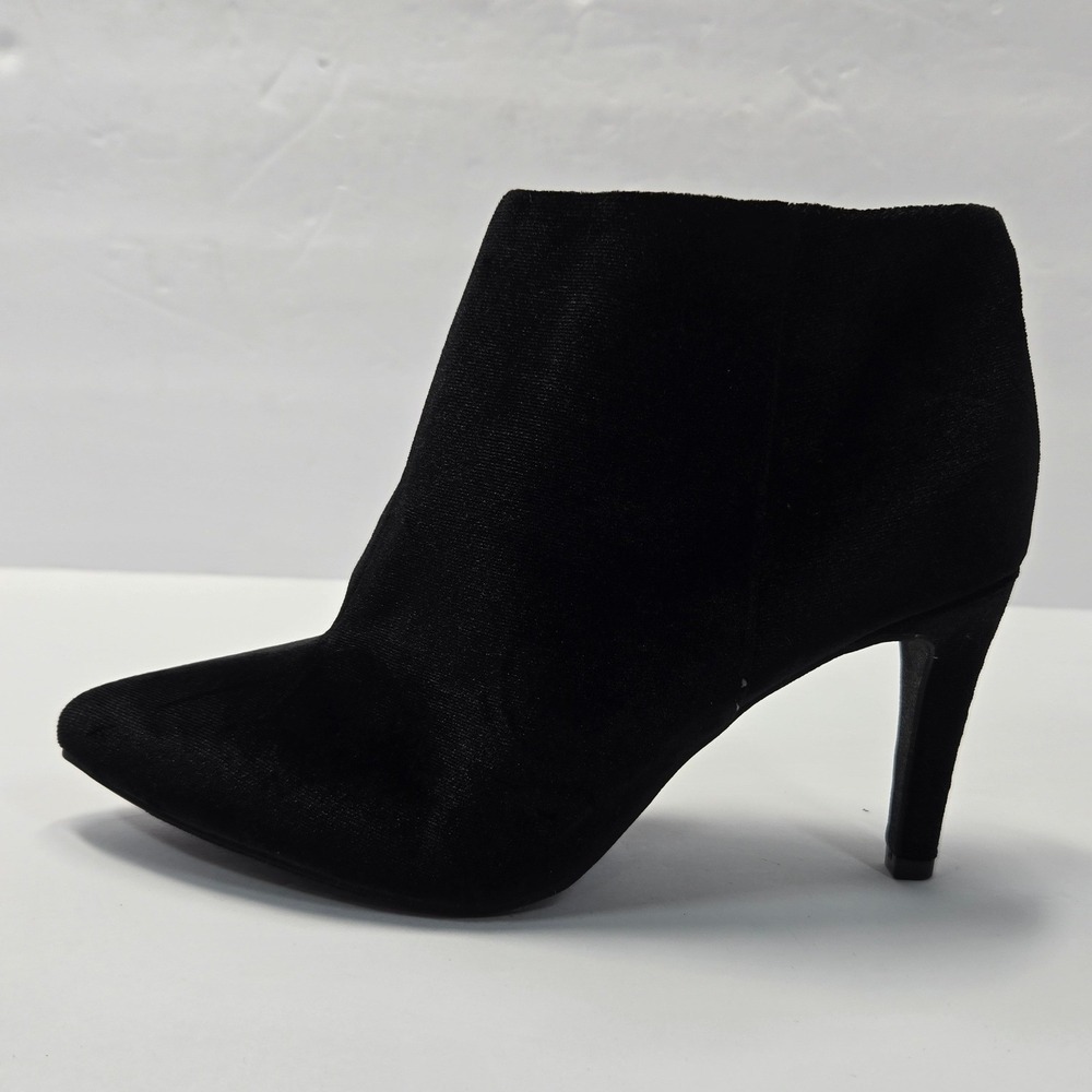 Old Navy Womens Black Velvet Pointed Toe Stiletto Heel Ankle Booties Size 7 - Picture 2 of 13